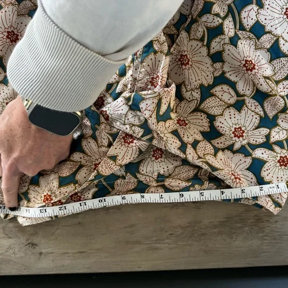 Anthropologie Floral High Waist Shorts- Blue and Cream - Picture 11 of 13